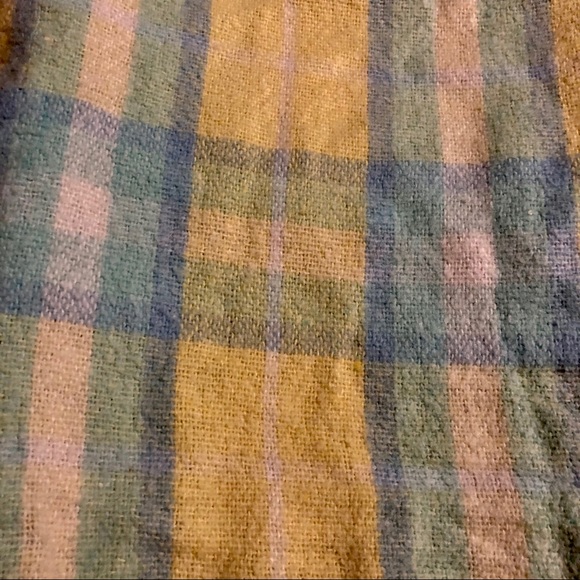 Italian Pastel Blue Yellow Plaid Throw Blanket - Picture 5 of 7